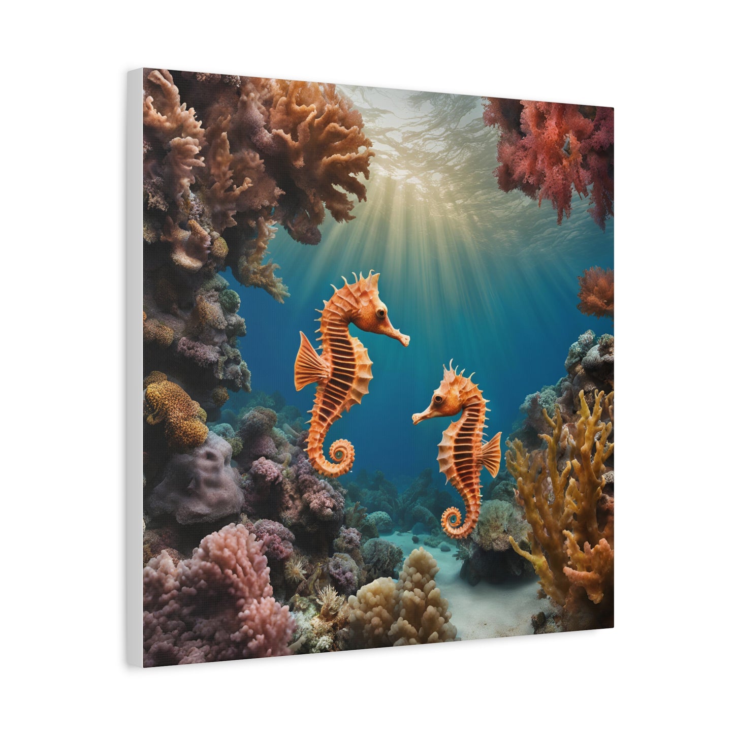 Underwater Canvas Print Wall Art Oceanic Artwork Coral Picture Fish Art Seahorse Kids Room Art Bathroom Art Child Print Home Decor