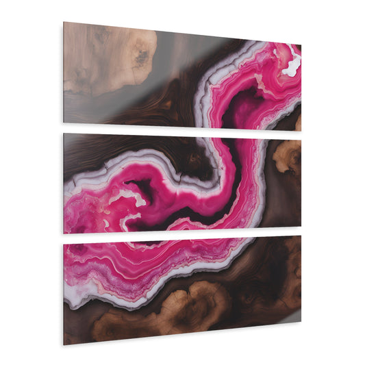 Geode-Inspired Wood-look Design Triptych Acrylic Print Wall Art Nature Lover Gift Geology Agate Rock Lover Gift