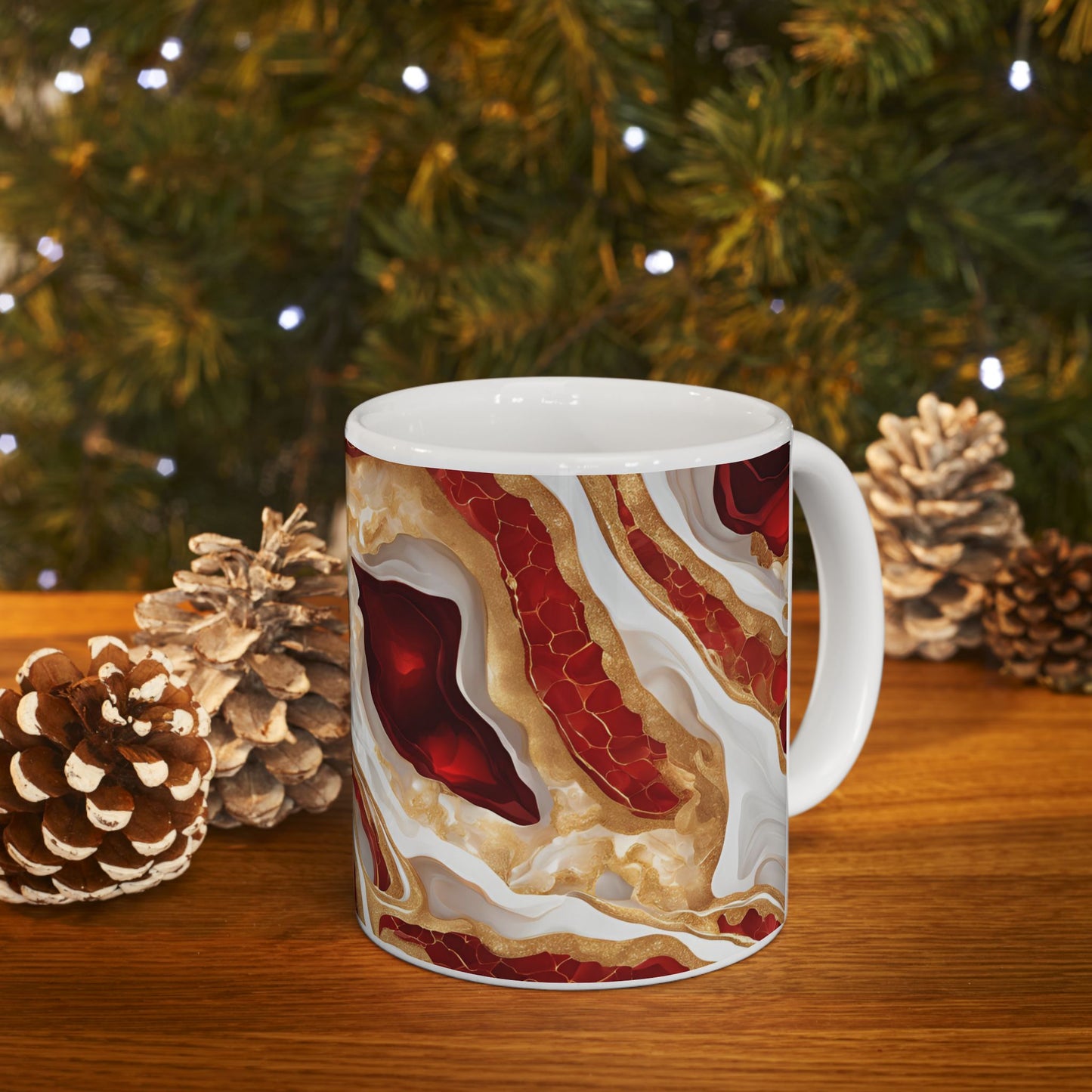 Ruby Red and White Crystal Geode Design Coffee Tea Hot Chocolate Mug Valentine's Day Gift for Nature Lover Gift Geology Marble Rock Lover