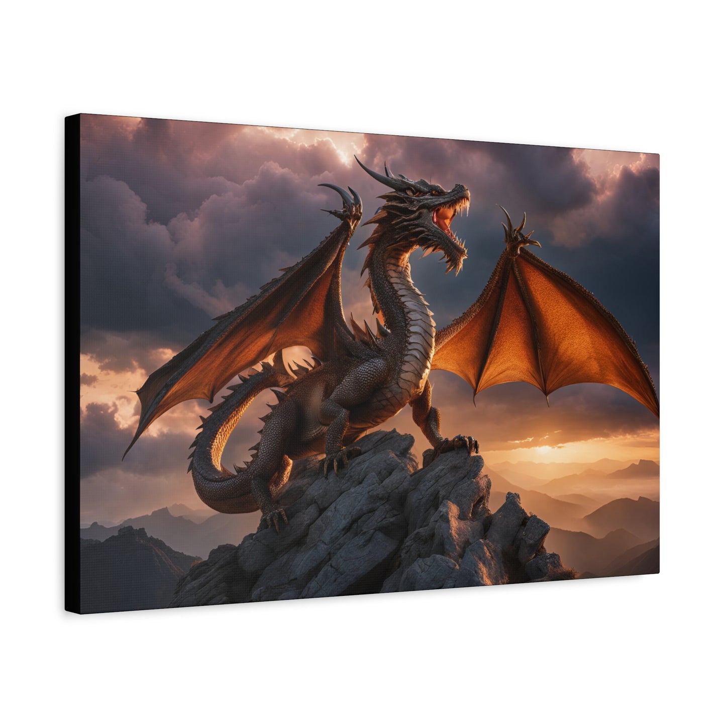 Dragon Print Wall Art | Matte Canvas, Stretched, 1.25" | Anime | Fantasy |