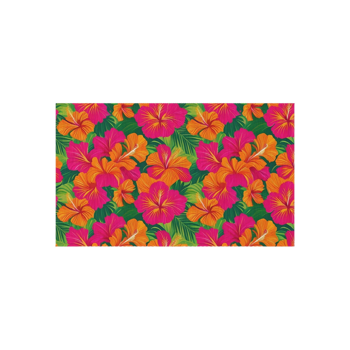 Tropical Chenille Outdoor Rug with No-Skid Backing Cozy Outdoor Carpet Patio Decor Hawaiian Floral Beachy Gazebo Rug Pool Area Decor