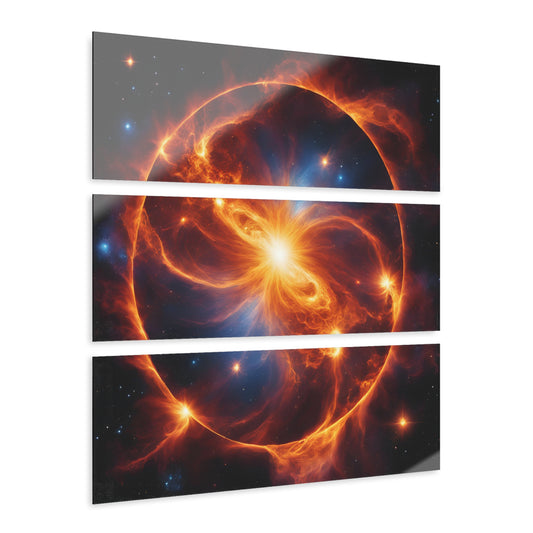 Black Hole Celestial Deep Space Galaxy Nebula Design Triptych Acrylic Print Wall Art Unique Alternate Universe Decor Stargazer Cosmic Gift