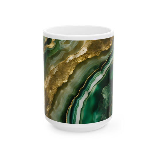 Boho Cottagecore 15-oz Ceramic Coffee Mug Quartz-Inspired Pastel Rock Lover Nature Mug Wildflower Tea Cup Flower Garden Lover Gift for Her