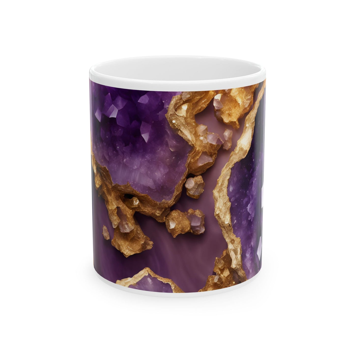 Purple and Gold Amethyst Design Geode Coffee Tea Mug Boho Gemologist Gift for Her Nature Lover Gift Geology Marble Agate Rock Lover Gift