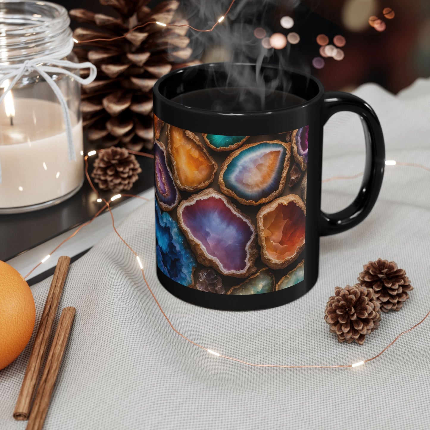 Multi-Color Amethyst Crystal Geode Design Coffee Tea Hot Chocolate Mug Boho Gift for Her Nature Lover Gift Rainbow Geology Rock Lover Gift