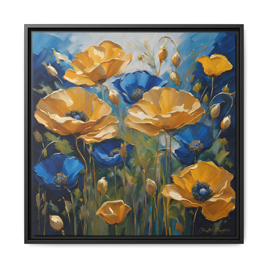 Modern Poppies Print Floral Design Unique Framed Canvas Print Wall Art Flower Lover Gift Nature Lover Gift Wildflower Decor 3 frame colors