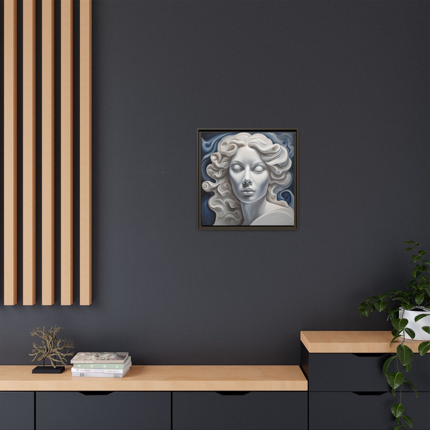 Modern Abstract Woman's Face Design Unique Framed Print Canvas Wall Decor Gift 3 frame colors to chose from