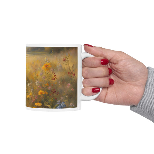 Field of Flowers Wildflower Trendy Floral Cottage Core Ceramic Coffee Tea or Hot Chocolate Mug