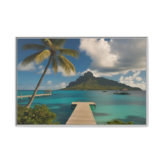 Trip to Paradise Print Outdoors Design Unique Framed Canvas Print Wall Art Gift Beachy Nature Lover Contemporary Decor 3 frame colors