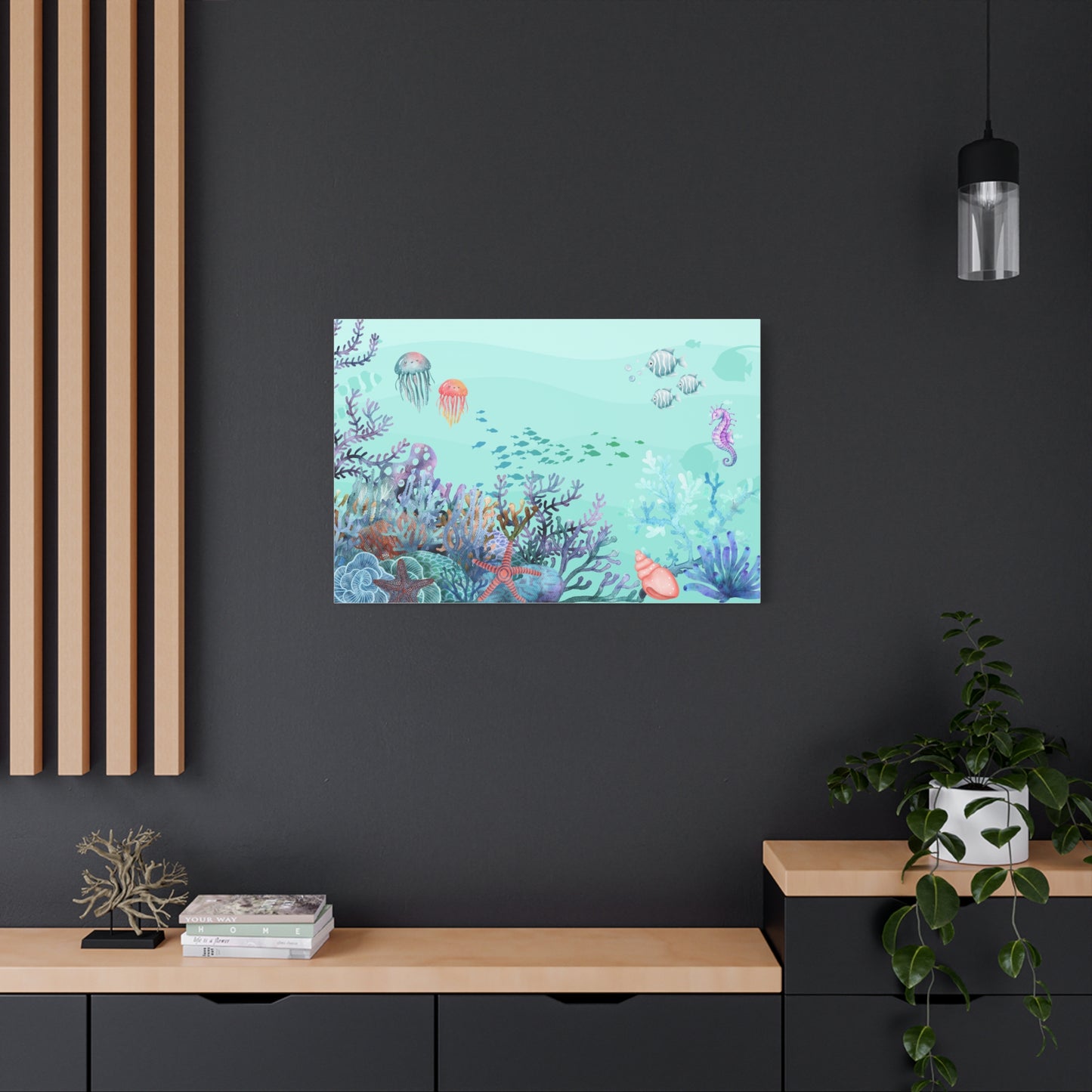 Underwater Print Wall Art | Matte Canvas, Stretched 1.25" | Oceanic | Artwork | Coral | Fish | Jellyfish | Seahorse |