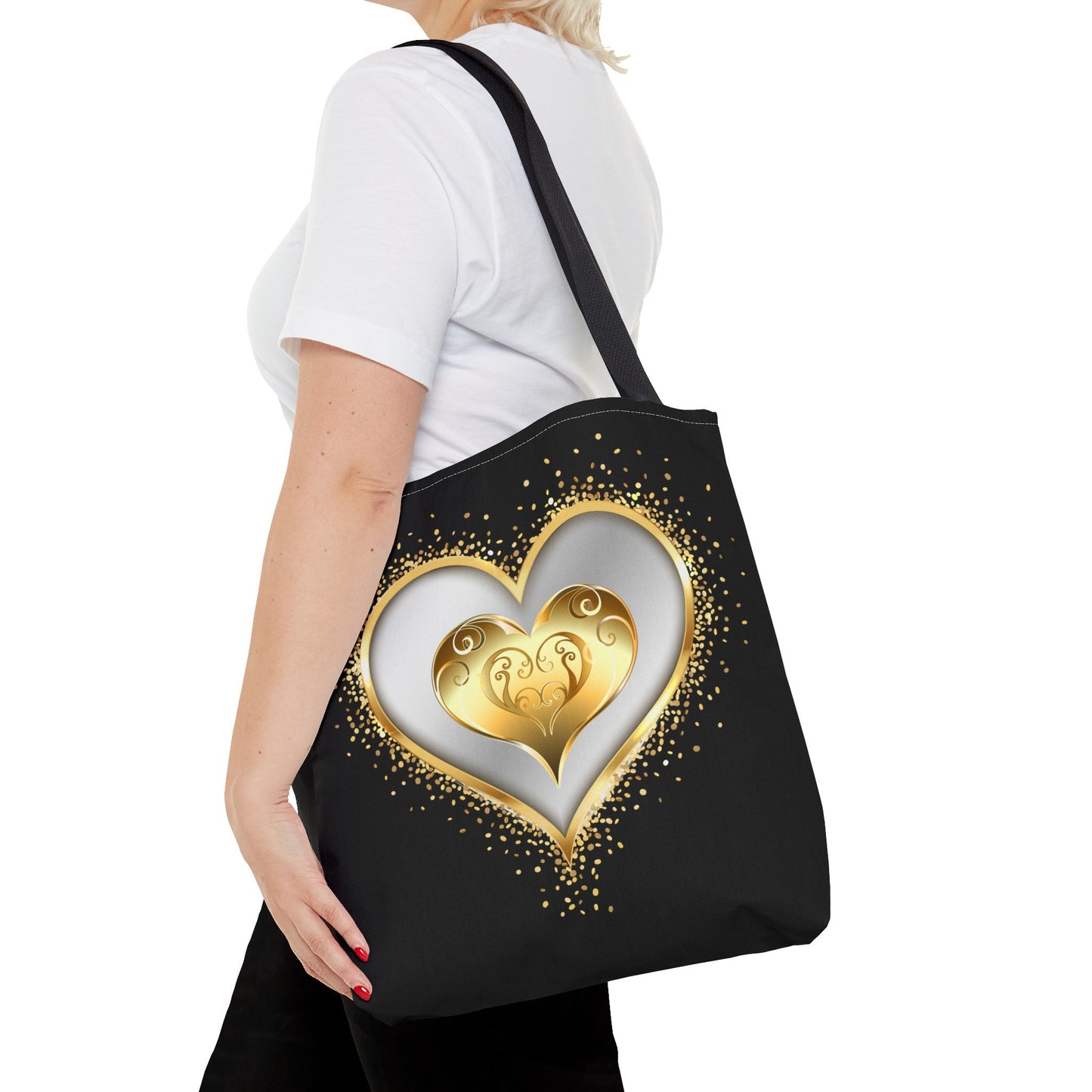 Heart Tote Bag | Carryall | Gold & Silver | Love | Happiness | Friendship |