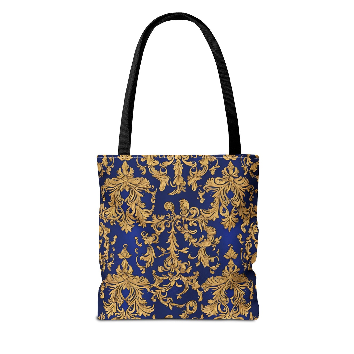 Elegant Royal Blue and Gold Damask Tote Bag | Carryall | Grocery Bag | Shopping Bag |