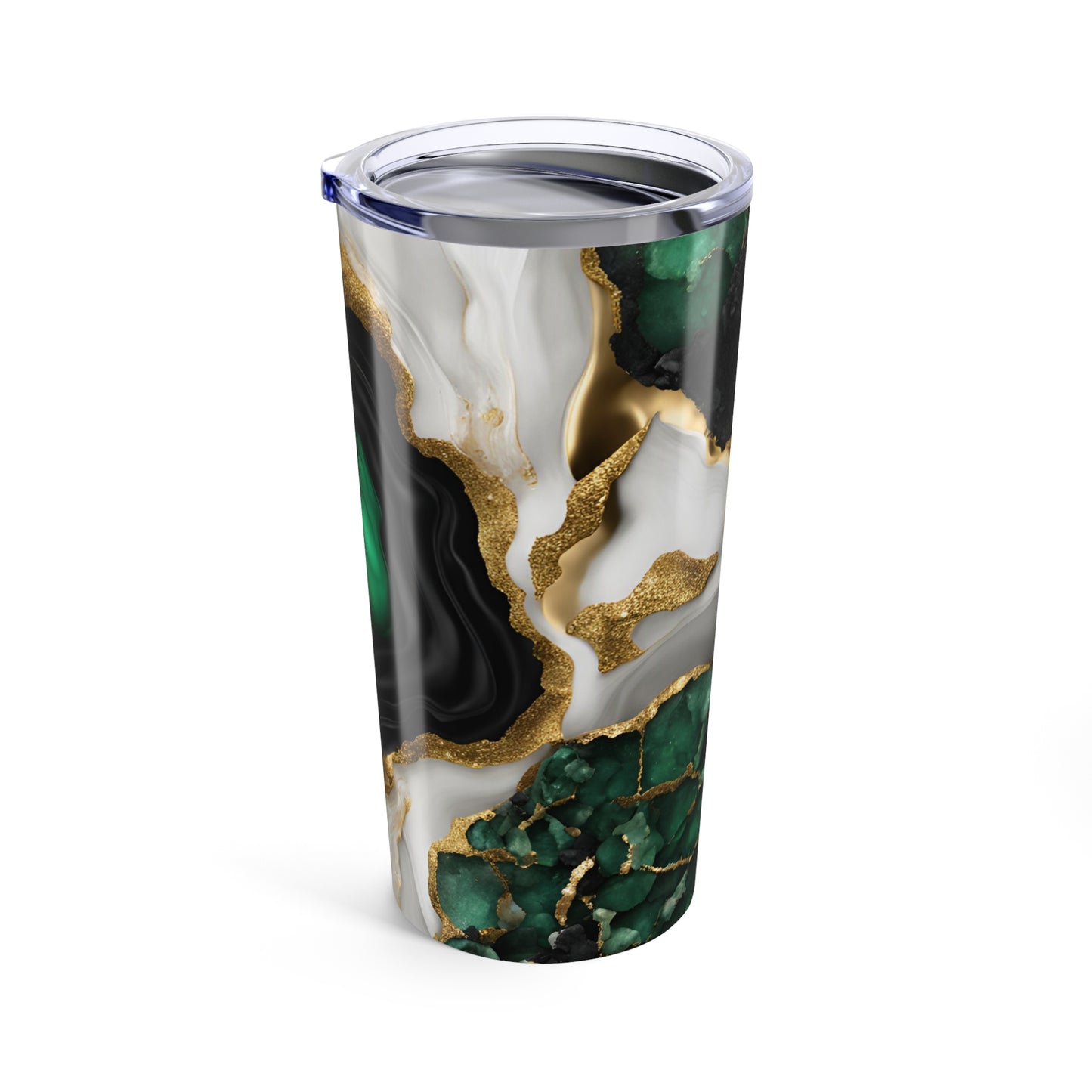 Green and Black Amethyst Crystal Geode Design 20 oz Tumbler Nature Lover Gift Geology Rock Lover Insulated Stainless Hot or Cold Tumbler