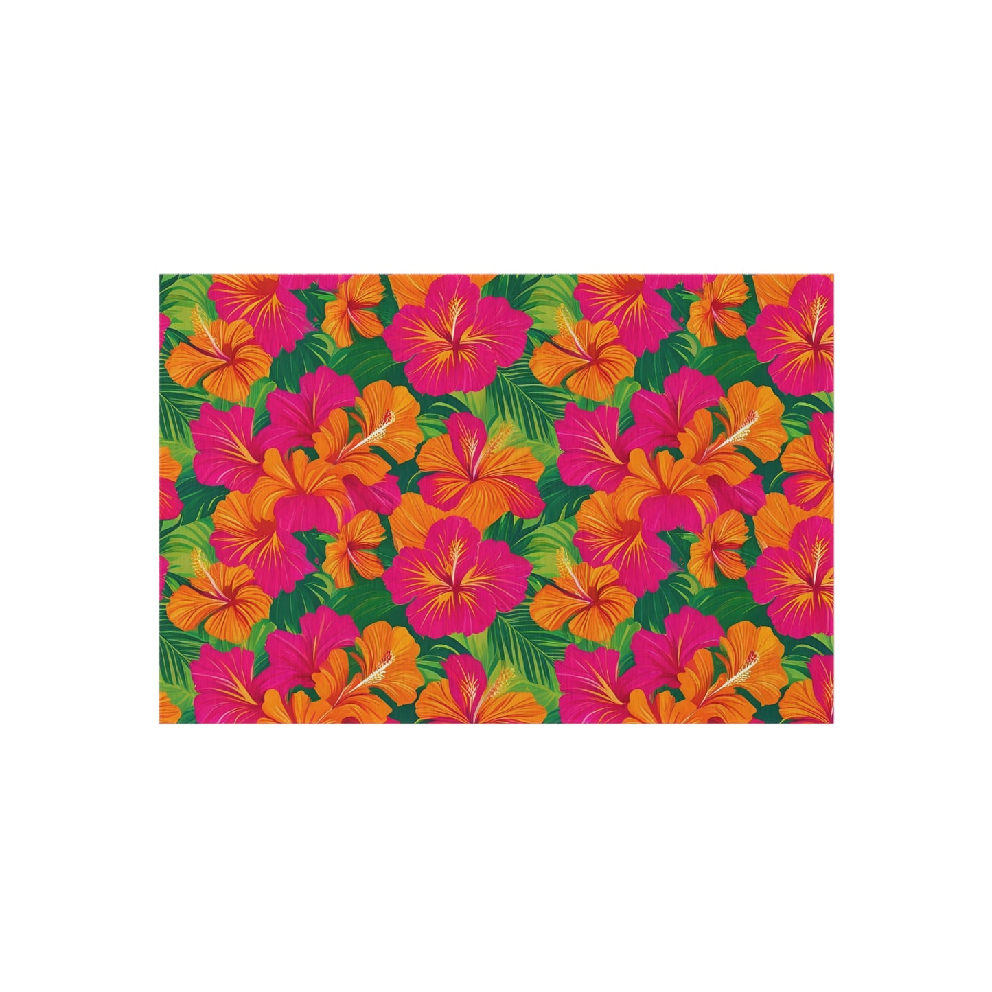 Tropical Chenille Outdoor Rug with No-Skid Backing Cozy Outdoor Carpet Patio Decor Hawaiian Floral Beachy Gazebo Rug Pool Area Decor