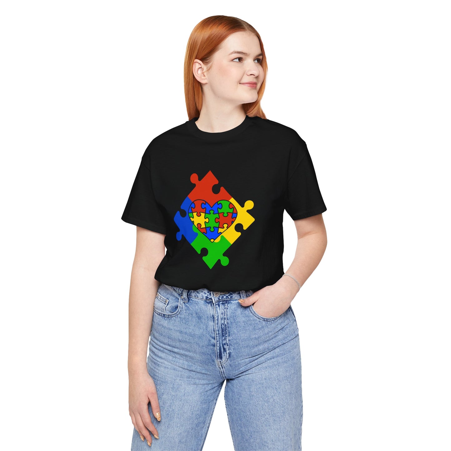 Autism Spectrum Awareness and Love T-Shirt Gift for Teacher Christmas Present Unique Special Needs Gift Unisex Jersey Short Sleeve Tee