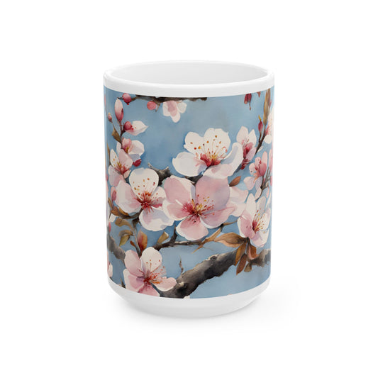 Boho Wildflowers Cottagecore 15-oz Coffee Mug Pressed Flowers Asian Floral Nature Mug Wildflower Tea Cup Flower Garden Lover Gift for Her