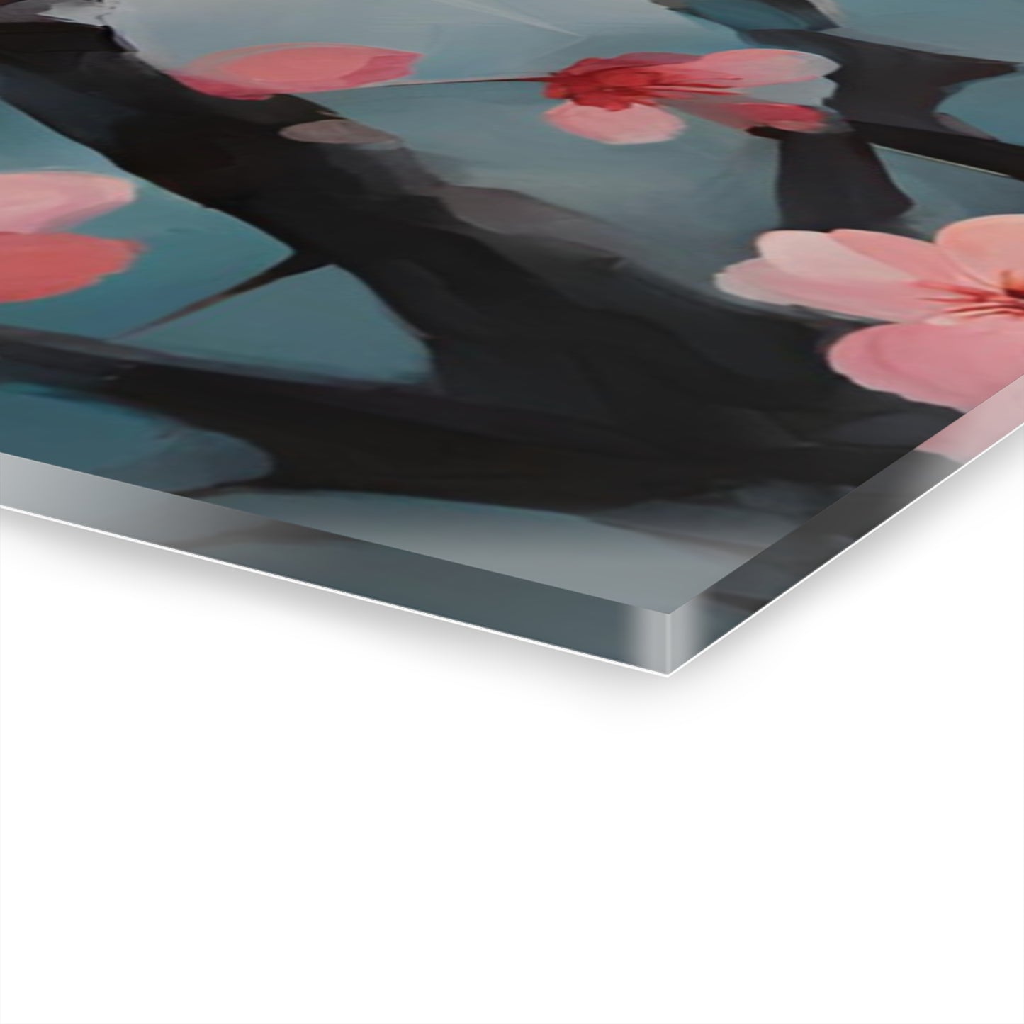 Large Floral Design Acrylic Print with French Cleat Nature Lover Wall Art Flower Lover Gift Artwork Modern Plum Cherry Blossom Home Decor