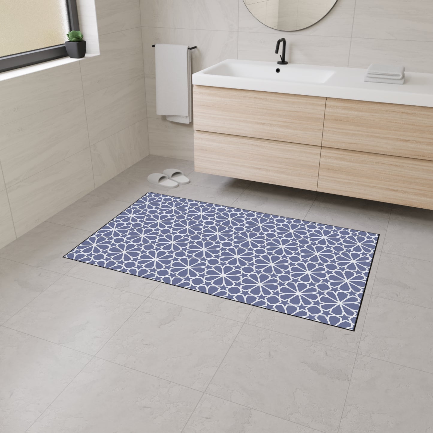 Decorative Heavy Duty Non-Slip Floor Mat Stylish Design Perfect for Entryway Kitchen Décor Grey Floral Geometric Design Rug Bathroom Mat