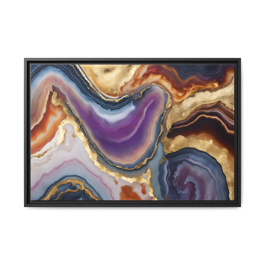 Colorful Agate Quartz Crystal Geode Design Print Matte Canvas Wall Art Nature Lover Gift Geology Rock Lover Gift 3 frame color choices