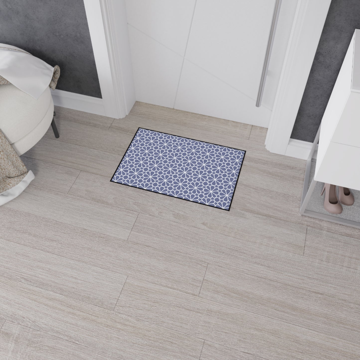 Decorative Heavy Duty Non-Slip Floor Mat Stylish Design Perfect for Entryway Kitchen Décor Grey Floral Geometric Design Rug Bathroom Mat