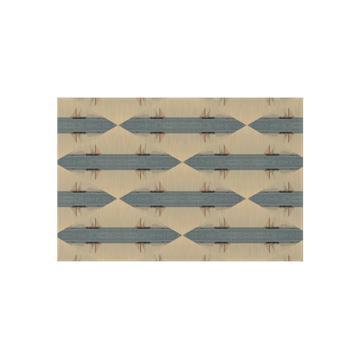 Sailboat Design Chenille Outdoor Rug with No-Skid Backing Cozy Outdoor Patio Carpet Oceanic Decor Gazebo Rug Pool Area Decor Kitchen Carpet