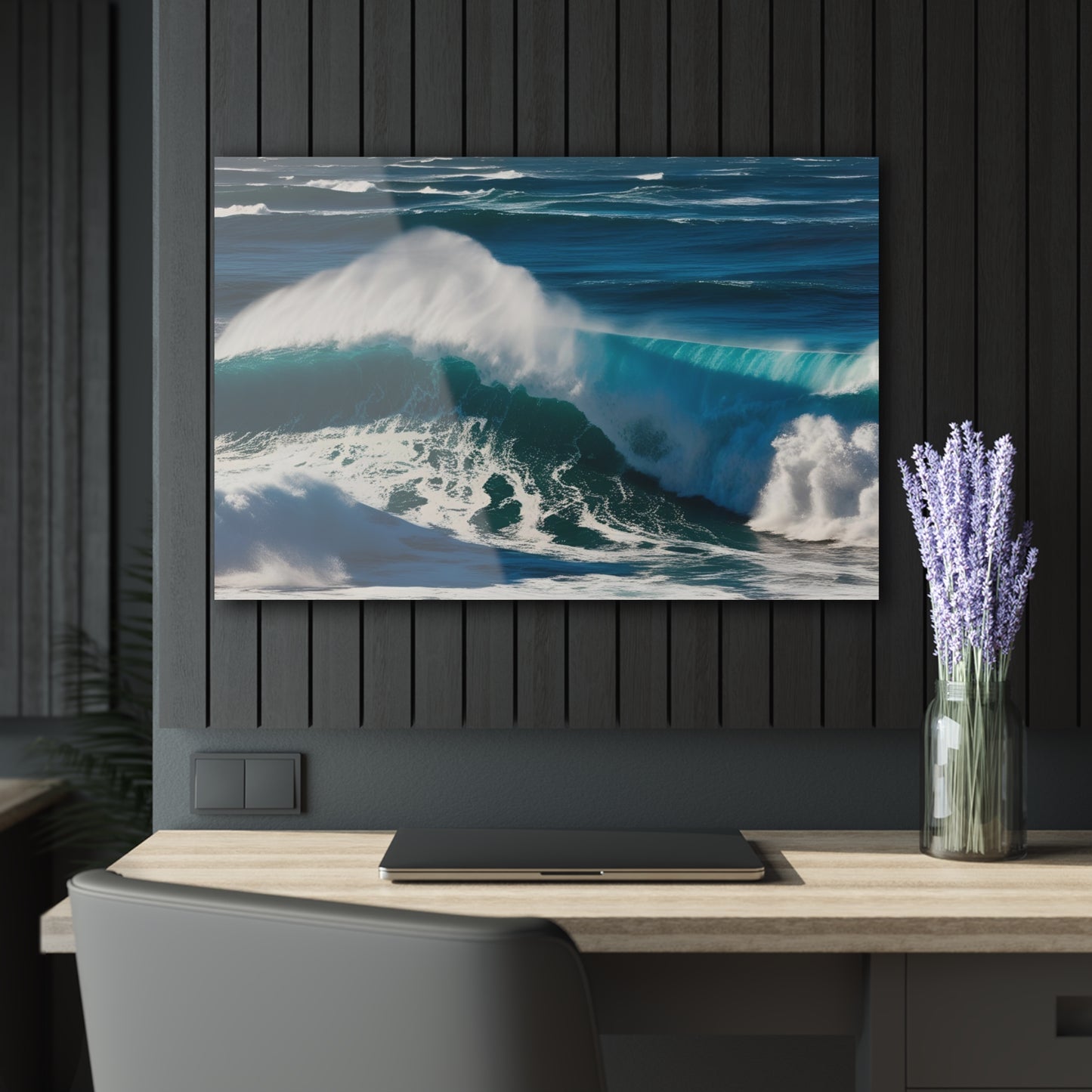 Large Ocean Waves Acrylic Print with French Cleat Sea Life Wall Art Outdoors Gift Beachy Nature Relaxing Artwork Modern Home Decor