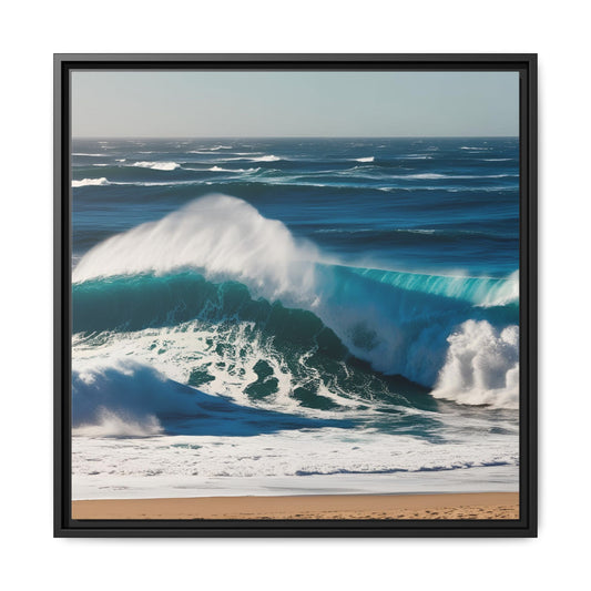 Peaceful Ocean Waves at the Beach Calm Sunny Day Framed Canvas Wall Art Vacation Oceanic Gift Nature Lover Zen Decor Gift 3 frame colors
