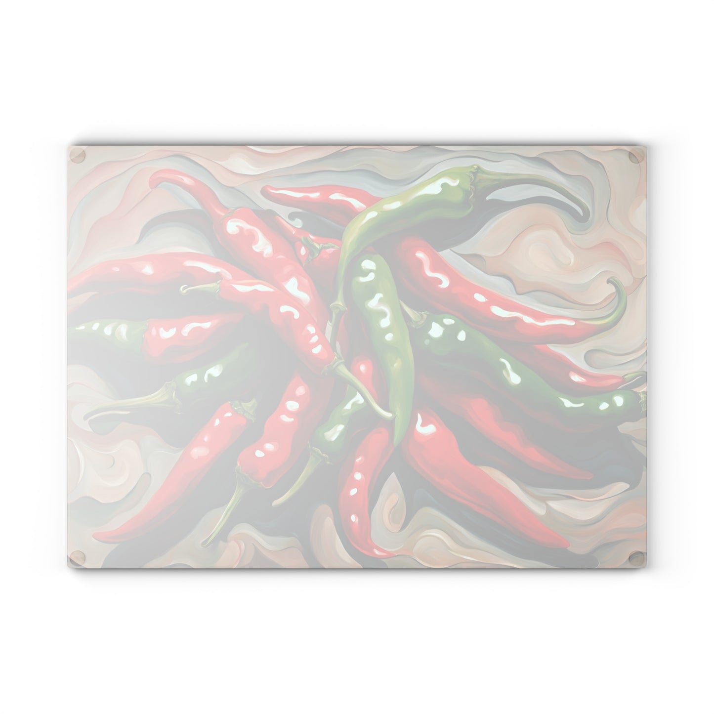 Kitchen Decor Glass Cutting Board Serving Tray with Modern Red Hot Chili Peppers Design Cutting Board Gift for Home Cook Charcuterie Board
