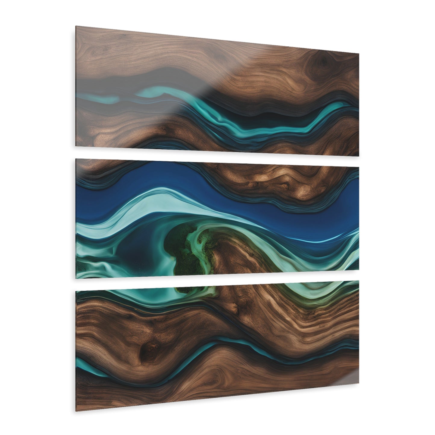Geode-Inspired Wood-look Design Triptych Acrylic Print Wall Art Nature Lover Gift Geology Agate Rock Lover Gift