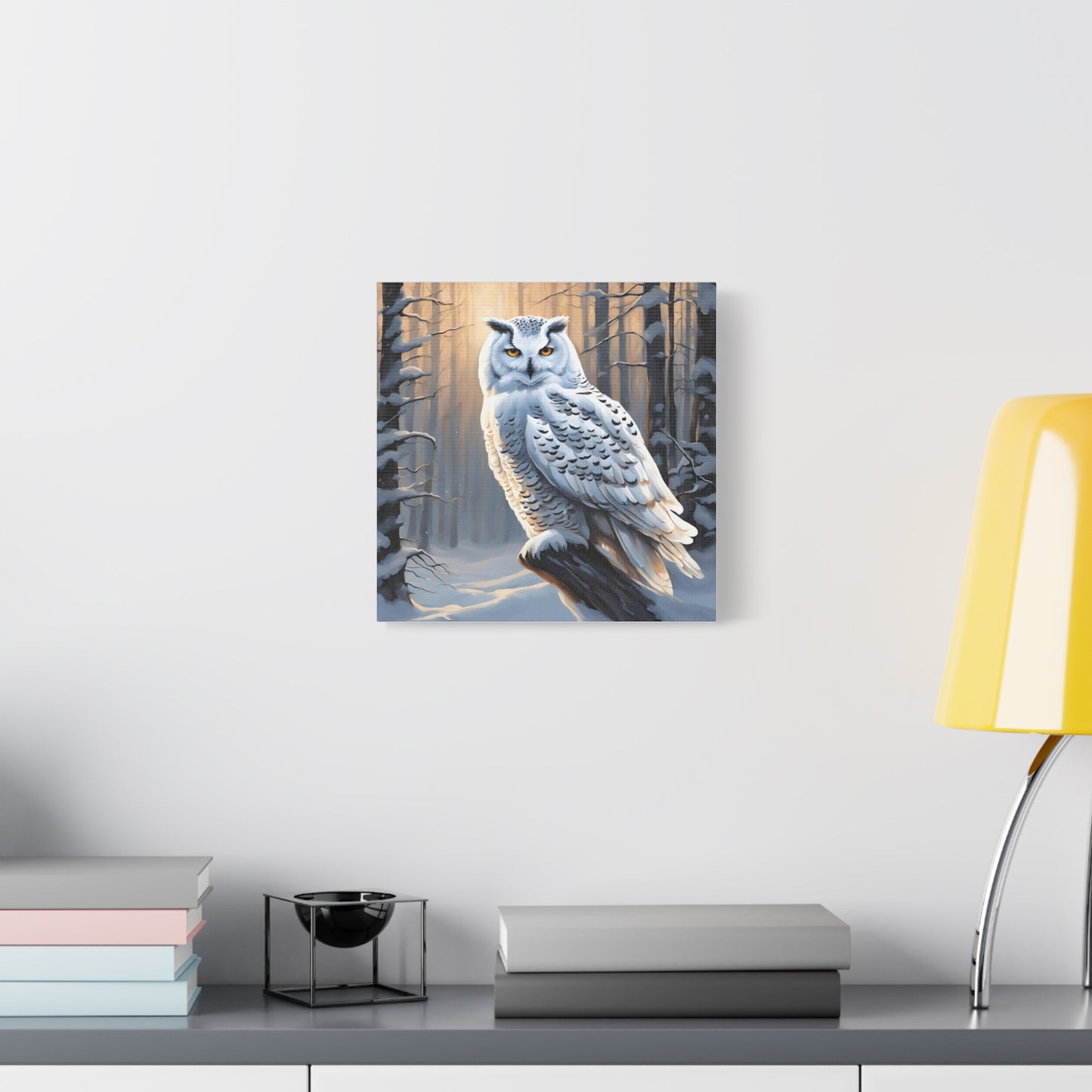 Snowy Owl Print Wall Art | Matte Canvas, Stretched, 1.25" | Animal Lover | Winter | White Owl |