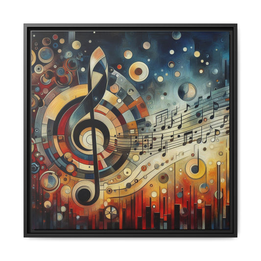 Modern Music-Themed Print Abstract Design Unique Framed Canvas Print Treble Clef Note Wall Art Music Lover Gift Decor 3 frame colors