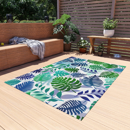 Tropical Chenille Outdoor Rug with No-Skid Backing Cozy Outdoor Carpet Patio Decor Hawaiian Floral Beachy Gazebo Rug Pool Area Decor