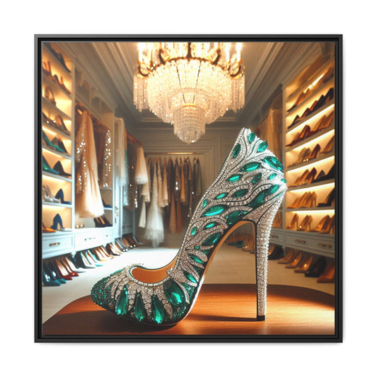 High Heel Shoe Framed Canvas Print Wall Art Unique Fashion Designer Style Haute Couture Shoe Lover Fashionista Gift Decor 3 Frame Colors