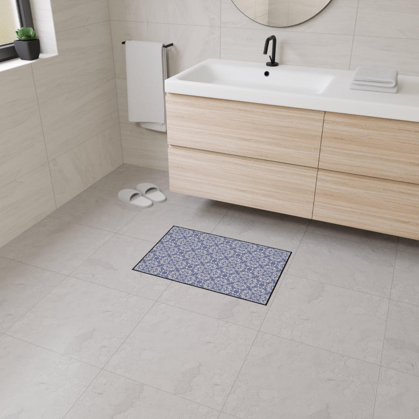 Decorative Heavy Duty Non-Slip Floor Mat Stylish Design Perfect for Entryway Kitchen Décor Grey Geometric Floral Design Rug Bathroom Mat