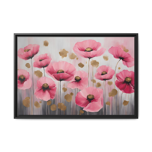 Poppy Print Floral Design Unique Framed Canvas Print Wall Art Flower Lover Gift Nature Gift Wildflower Contemporary Decor 3 frame colors
