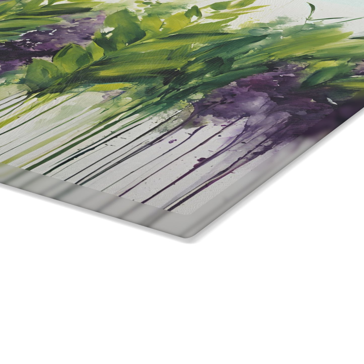Kitchen Decor Glass Cutting Board Serving Tray with Herbal Pattern Cutting Board Gift for Home Cook Charcuterie Board