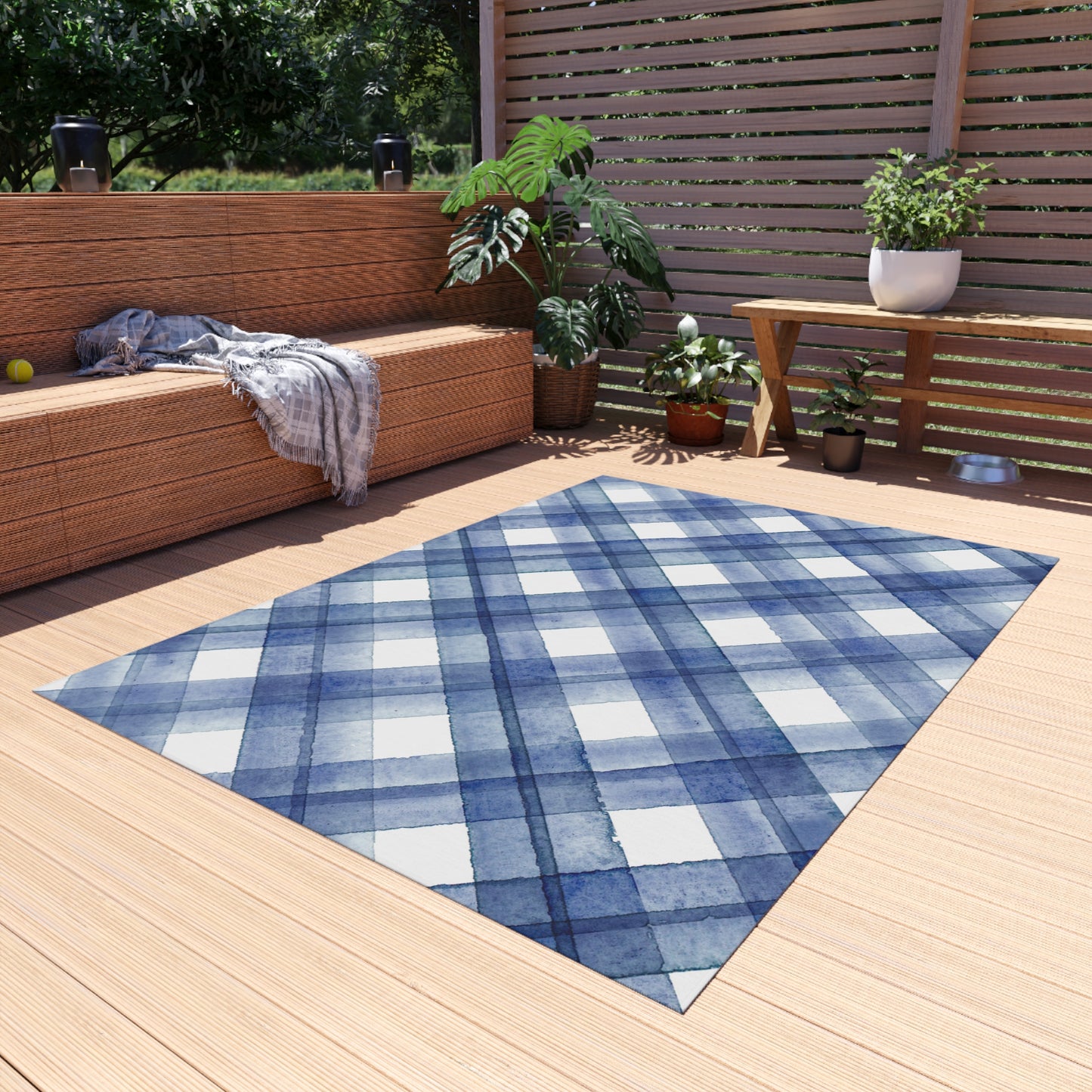 Striped Chenille Outdoor Rug with No-Skid Backing Cozy Outdoor Carpet Patio Decor Gazebo Rug Pool Area Decor Outdoor Kitchen Carpet