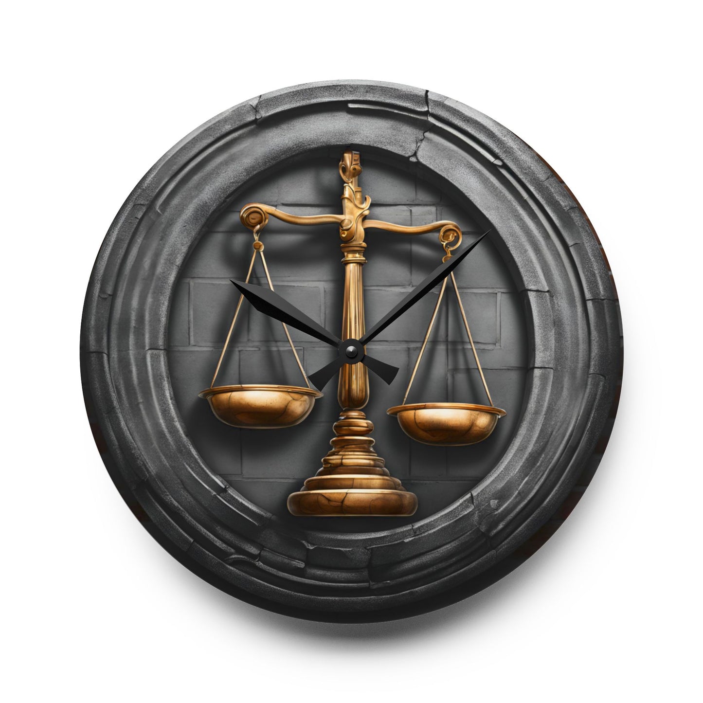 Rustic Scales of Justice Design Acrylic Clock Unique Colorful Wall Clock for Kitchen or Living Room Lawyer Gift Law Firm Office Clock