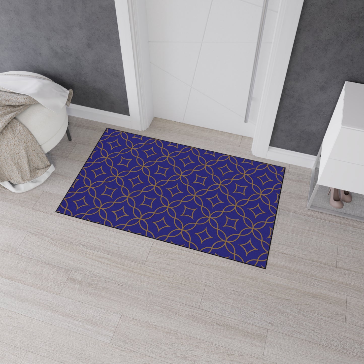 Decorative Heavy Duty Non-Slip Floor Mat Stylish Design Perfect for Entryway Kitchen Décor Blue Floral Geometric Design Rug Bathroom Mat
