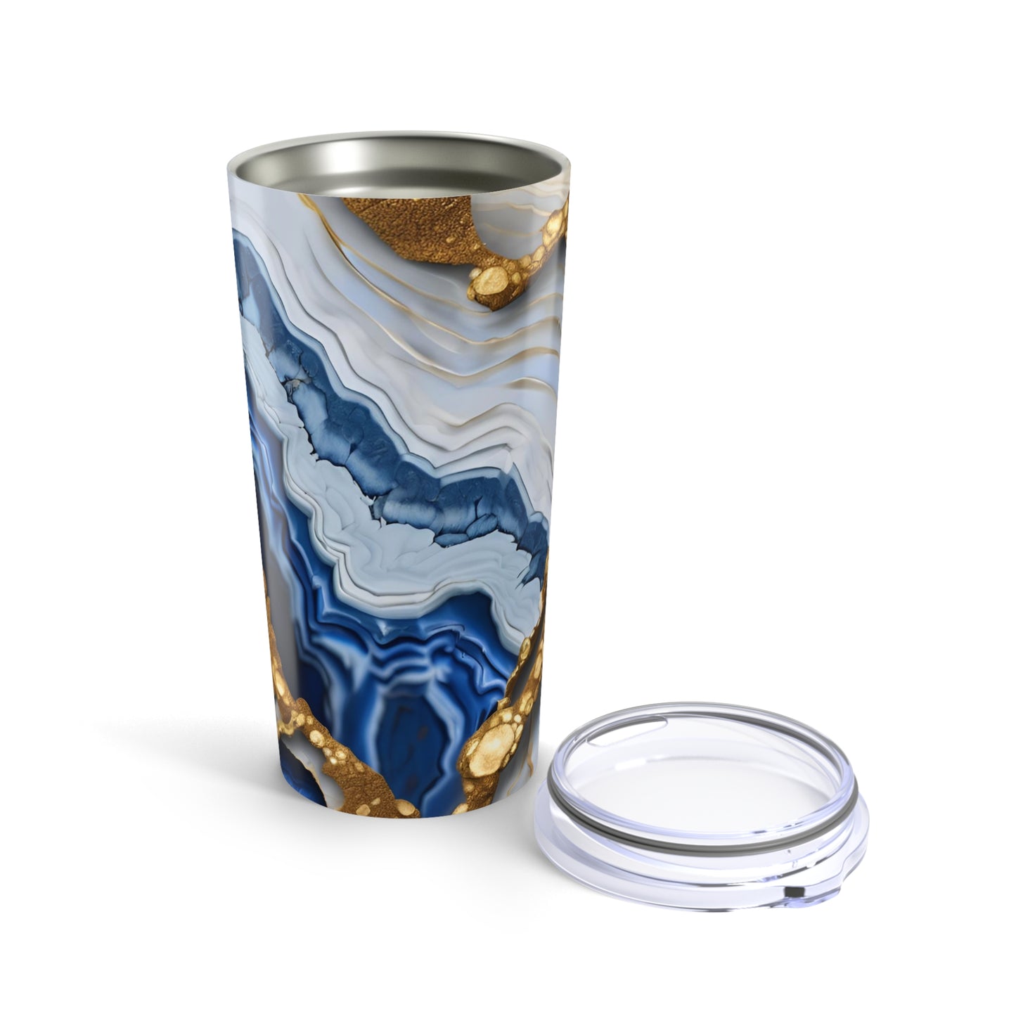 Blue, White and Gold Geode Design 20 oz Tumbler Nature Lover Gift Geology Rock Lover Insulated Stainless Hot or Cold Marble Design Tumbler