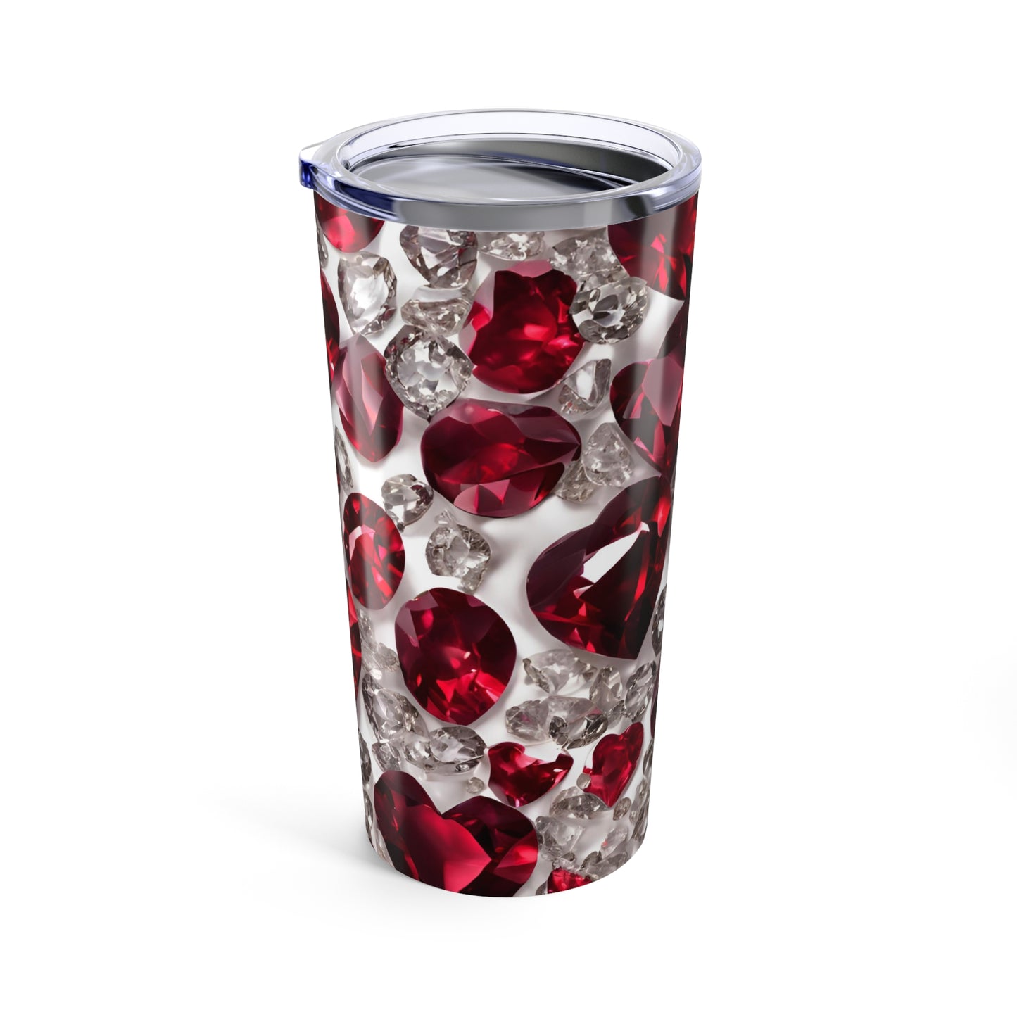 Ruby and Diamond Hearts Tumbler Valentine's Gift for Her Love Friendship Gift Tumbler Gemstone Lover Rhinestone Crystal Design Tumbler
