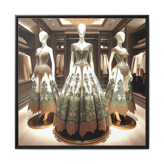 Fashion Formal Runway Dress Framed Canvas Print Wall Art Unique Fashion Designer Style Haute Couture Fashionista Gift Decor 3 Frame Colors