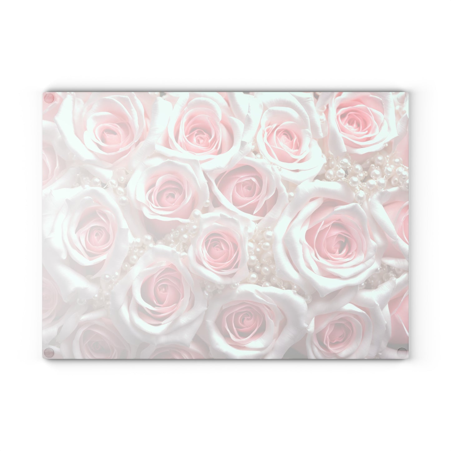 Kitchen Decor Glass Cutting Board Serving Tray with Rose Design Floral Pattern Cutting Board Gift for Home Cook Charcuterie Board