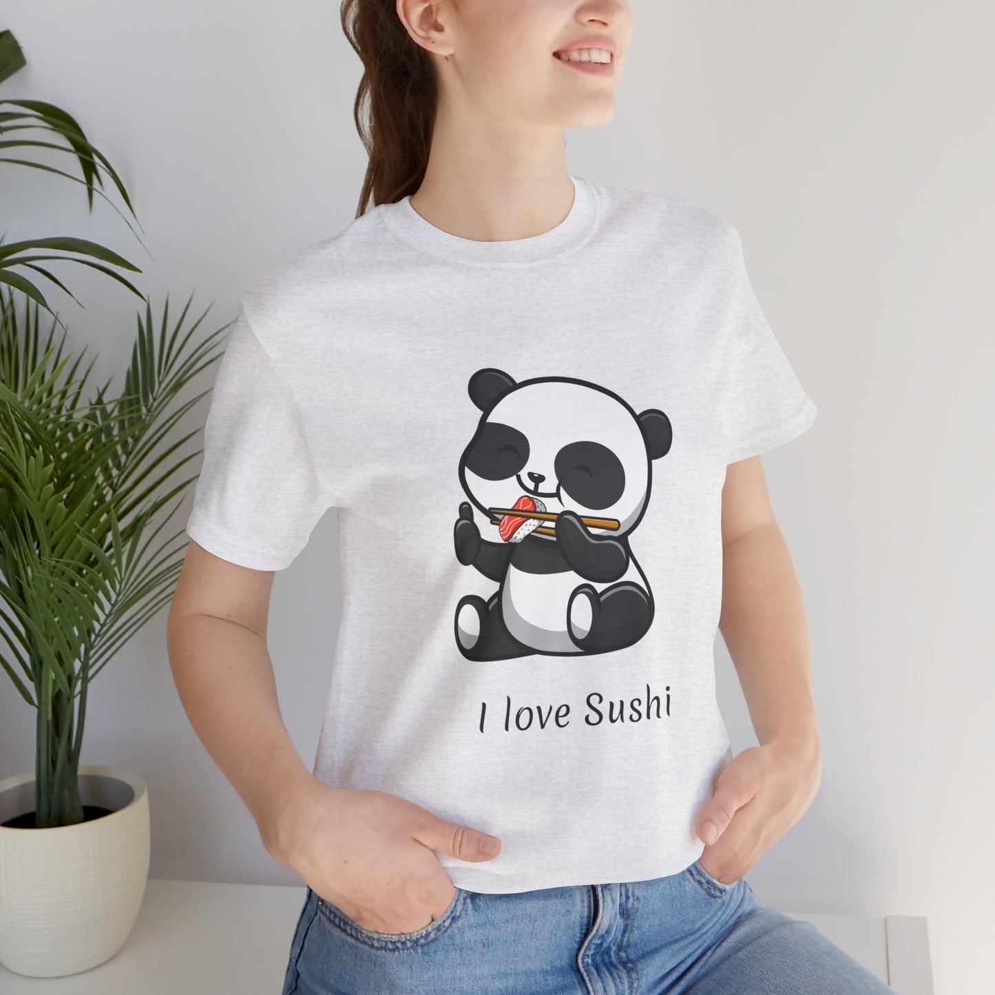 I Love Sushi T-shirt | Funny | Panda Bear | Unisex | Foodie | Culinary | Cute