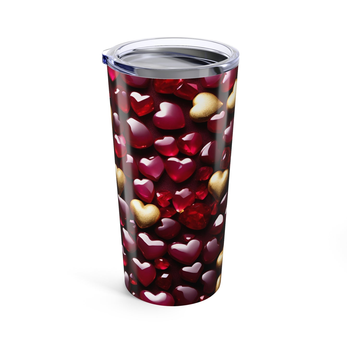 Ruby and Gold Hearts Tumbler Valentine's Gift for Her Love Friendship Gift Tumbler Gemstone Lover Rhinestone Crystal Design Tumbler