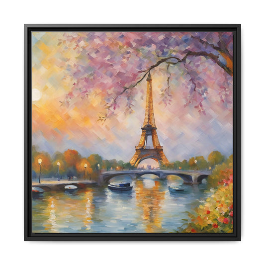 Modern Abstract Eiffel Tower Design Unique Framed Canvas Landscape Wall Art Paris France Gift Nature Lover Gift 3 frame colors