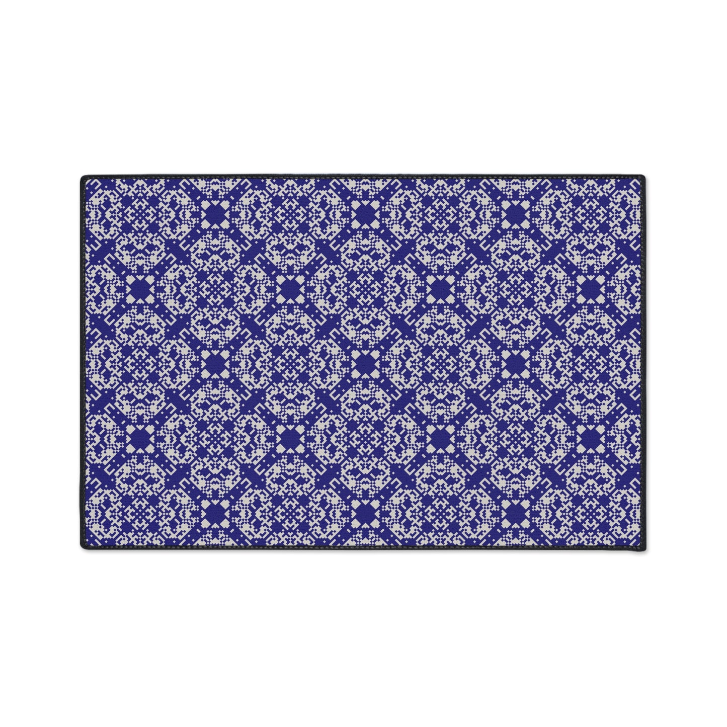 Decorative Heavy Duty Non-Slip Floor Mat Stylish Design Perfect for Entryway Kitchen Décor Blue Geometric Floral Design Rug Bathroom Mat