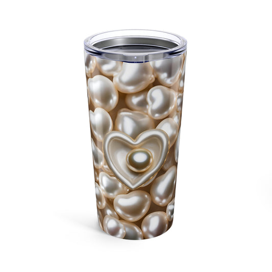 Pearl Hearts Tumbler Valentine's Gift for Her Love Friendship Gift Tumbler Gemstone Lover Rhinestone Crystal Design Tumbler