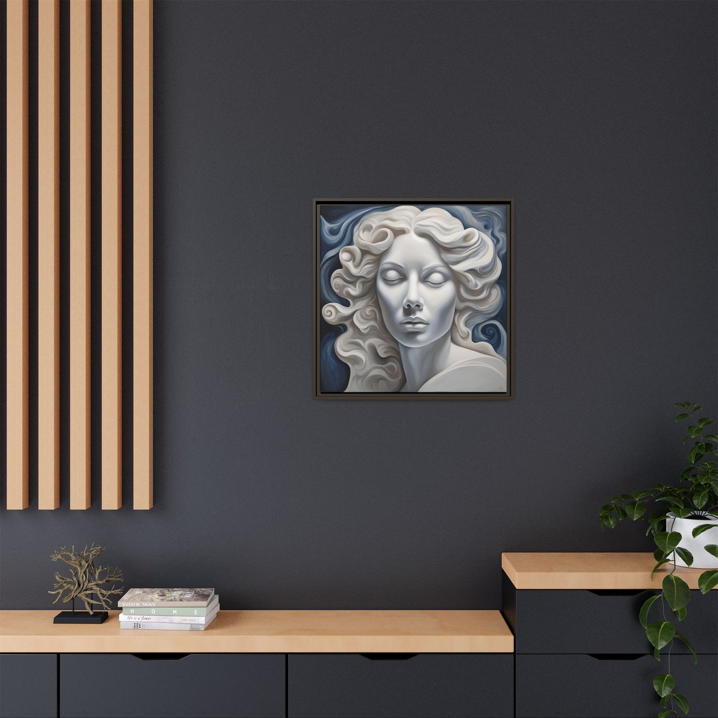 Modern Abstract Woman's Face Design Unique Framed Print Canvas Wall Decor Gift 3 frame colors to chose from