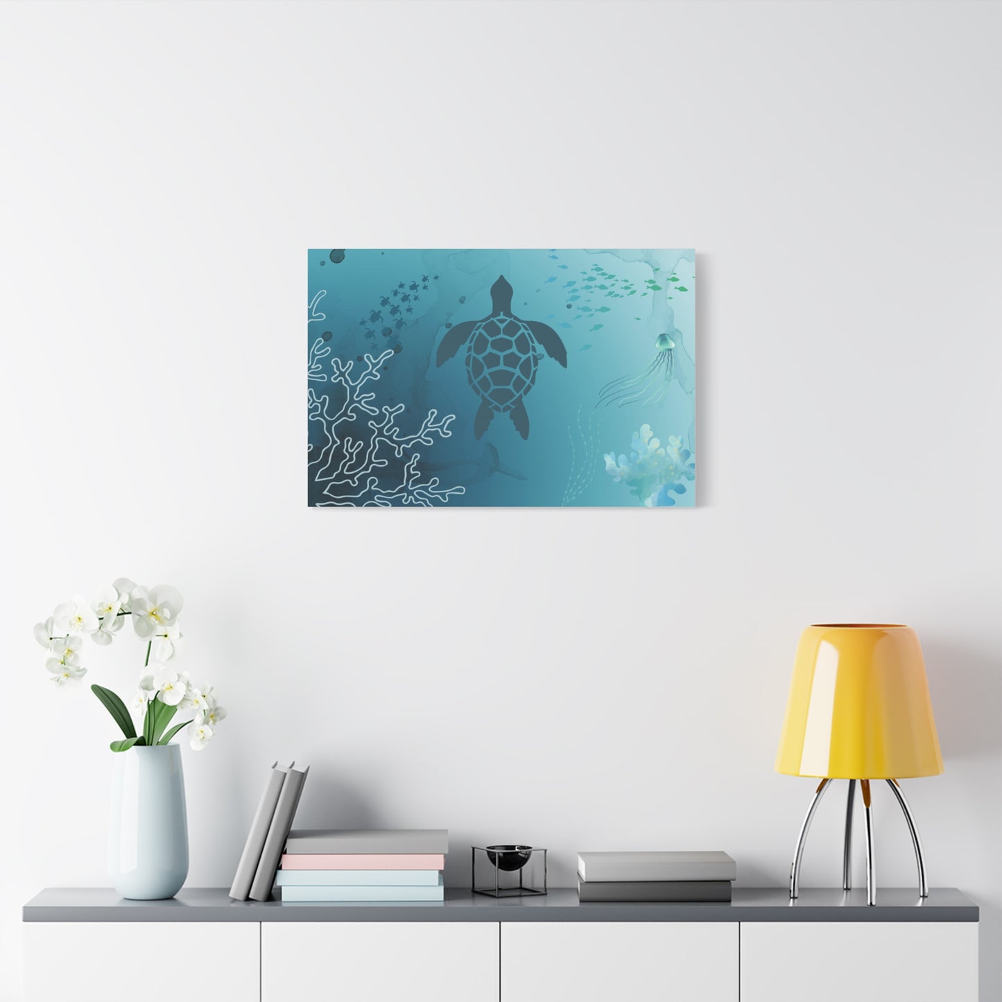 Sea Turtle Print Wall Art | Matte Canvas, Stretched, 1.25" | Oceanic | Artwork | Underwater | Animal Lover |